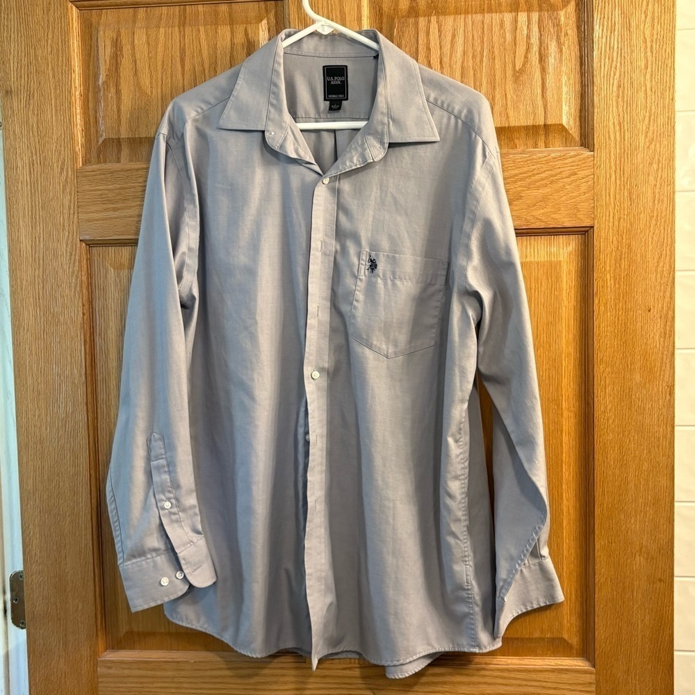 U.S. Polo Assn Wrinkle Free Men’s Dress Shirt Button Up Size L 34/35 16 16 1/2